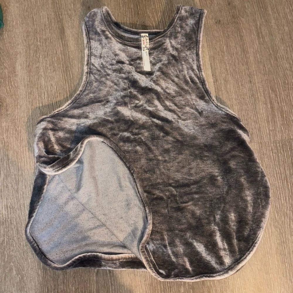 Free People Charcoal Crushed Velvet Tank